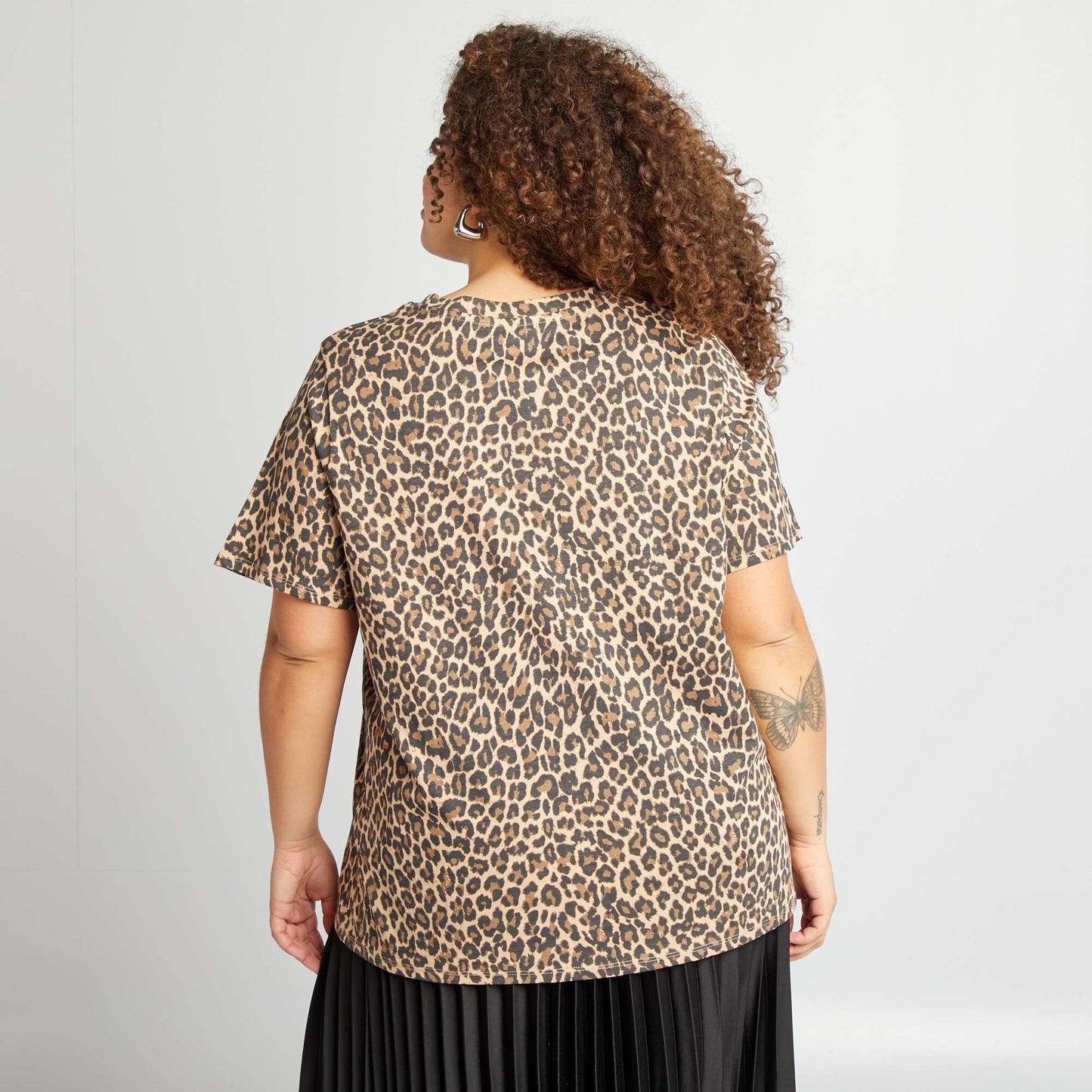 Short-sleeved printed T-shirt BEIGE