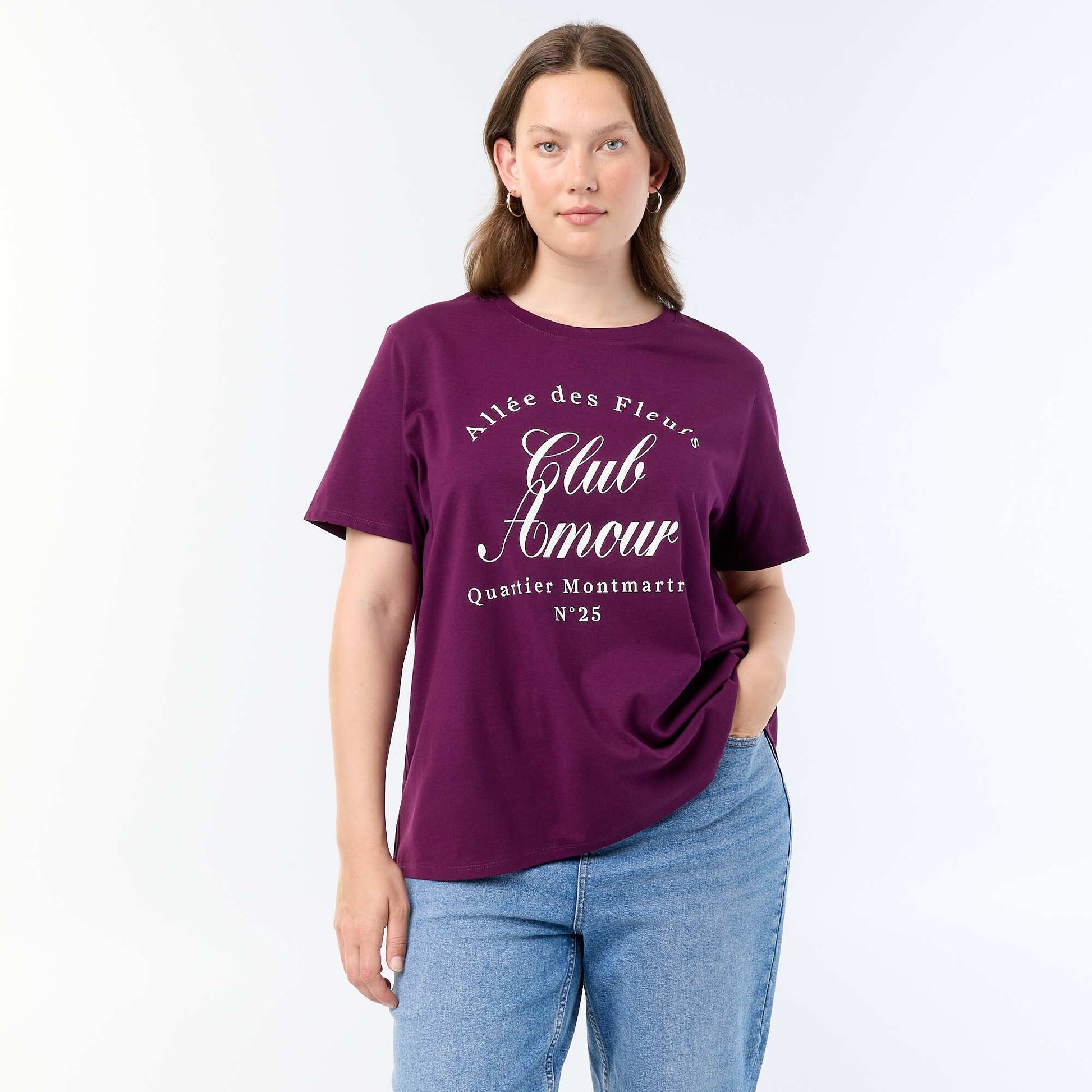 Short-sleeved T-shirt with print PURPLE