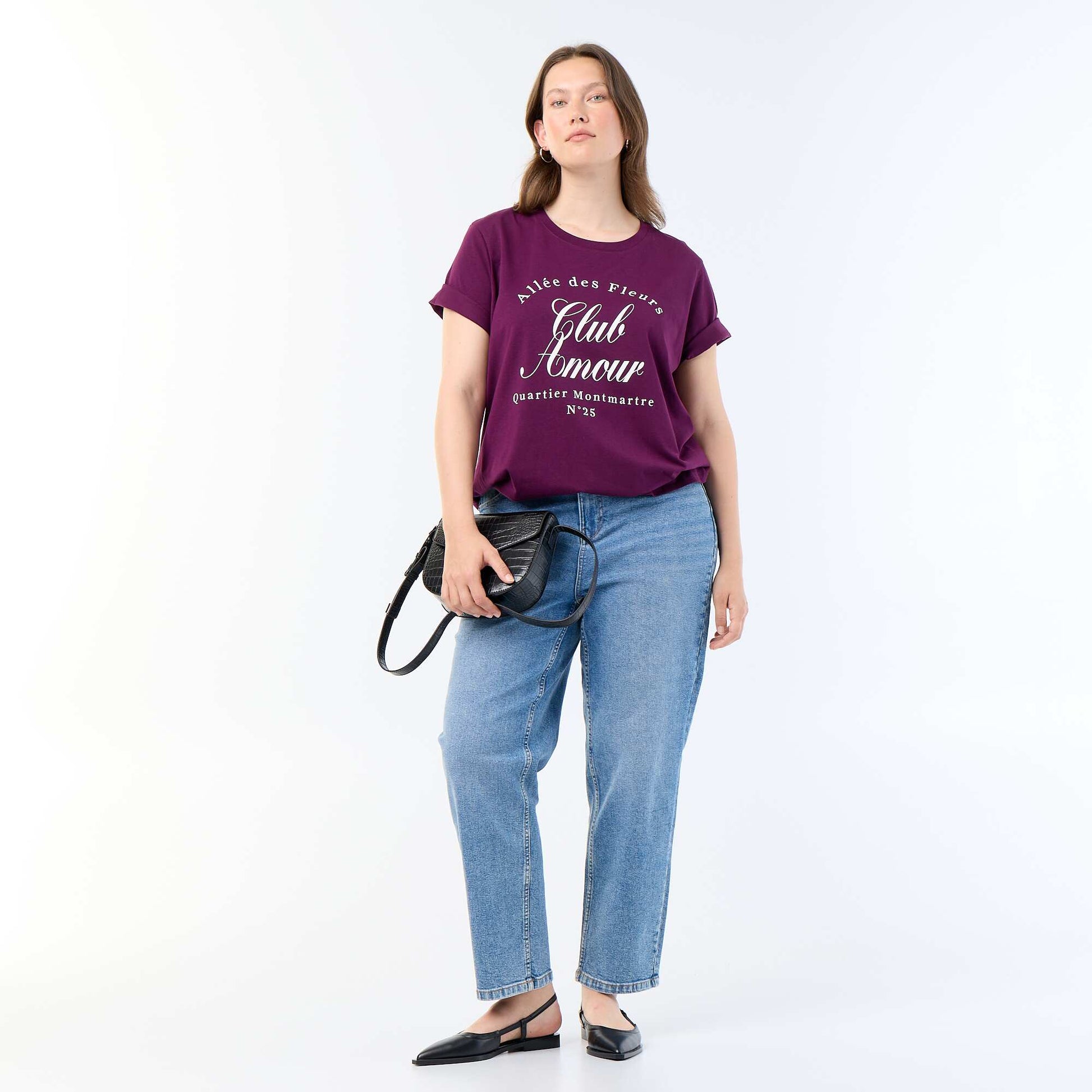 Short-sleeved T-shirt with print PURPLE