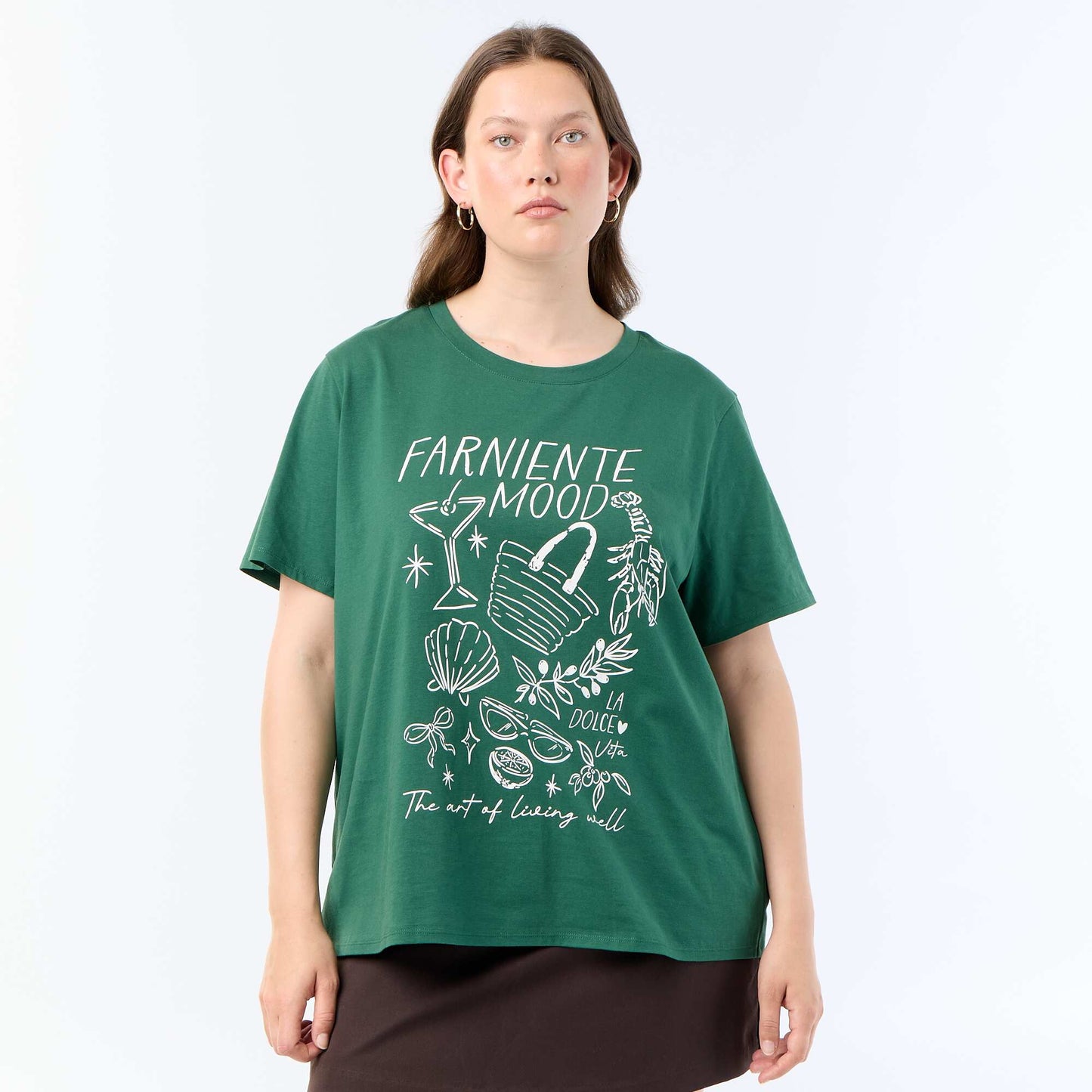 Short-sleeved printed T-shirt GREEN