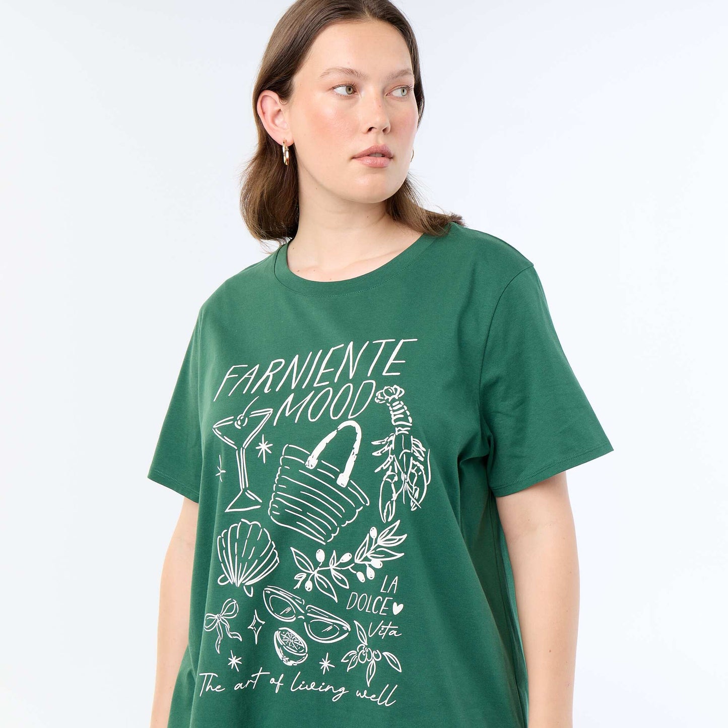 Short-sleeved printed T-shirt GREEN