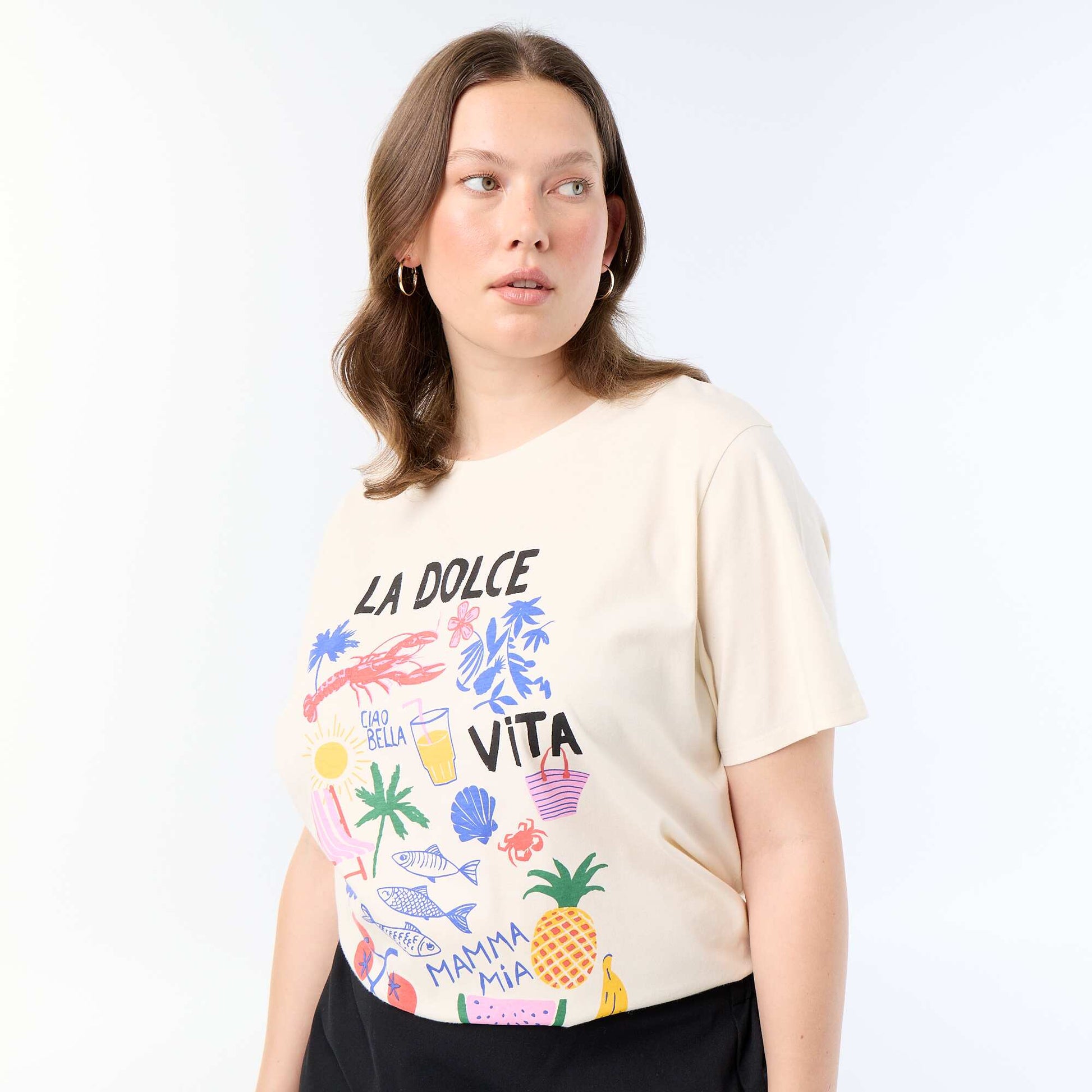 Short-sleeved printed T-shirt WHITE