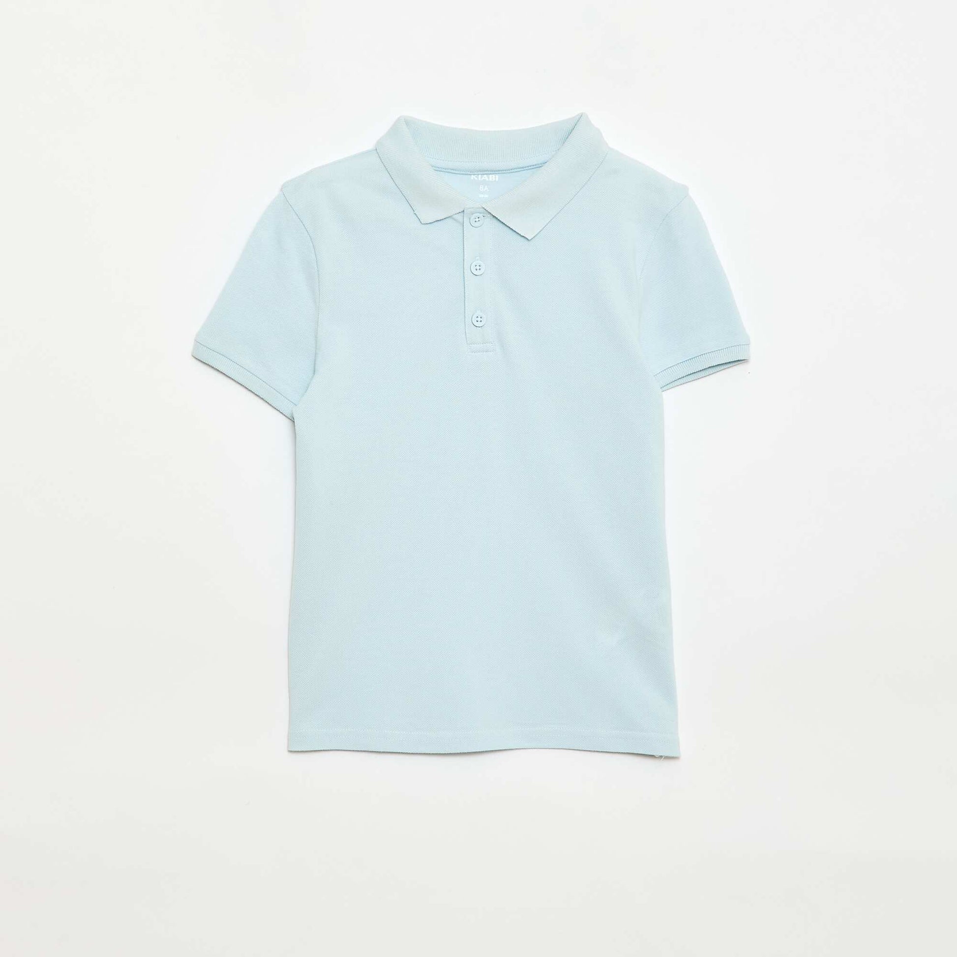 Plain piqué knit polo shirt BLUE