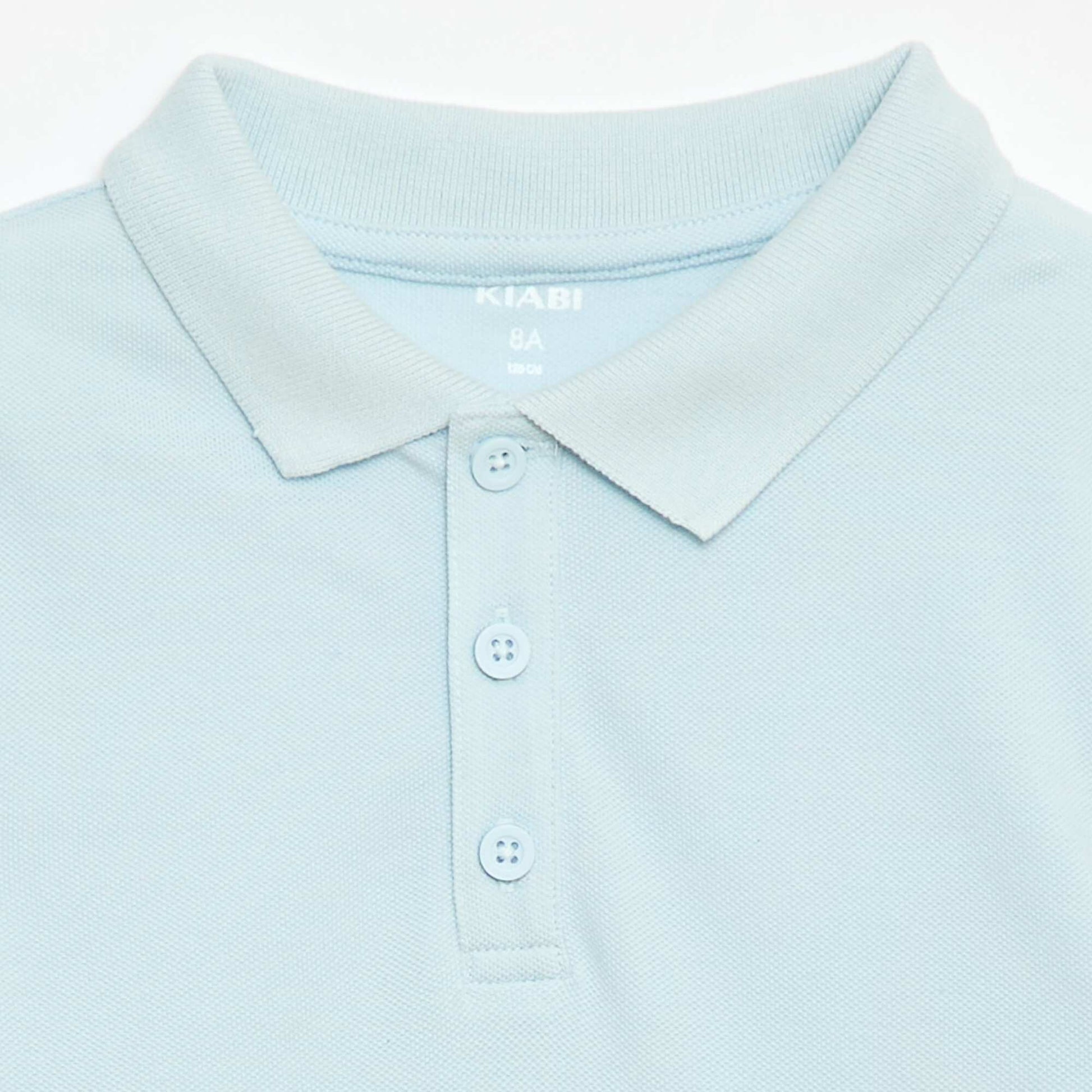 Plain piqué knit polo shirt BLUE