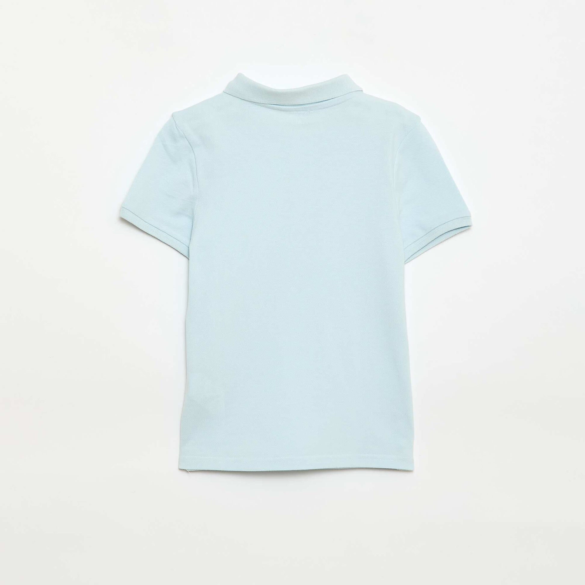 Plain piqué knit polo shirt BLUE