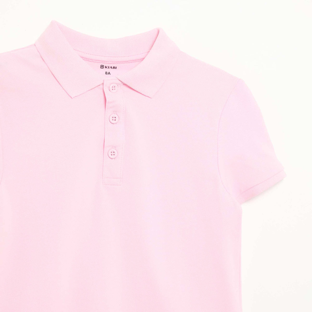 Plain piqué knit polo shirt PINK