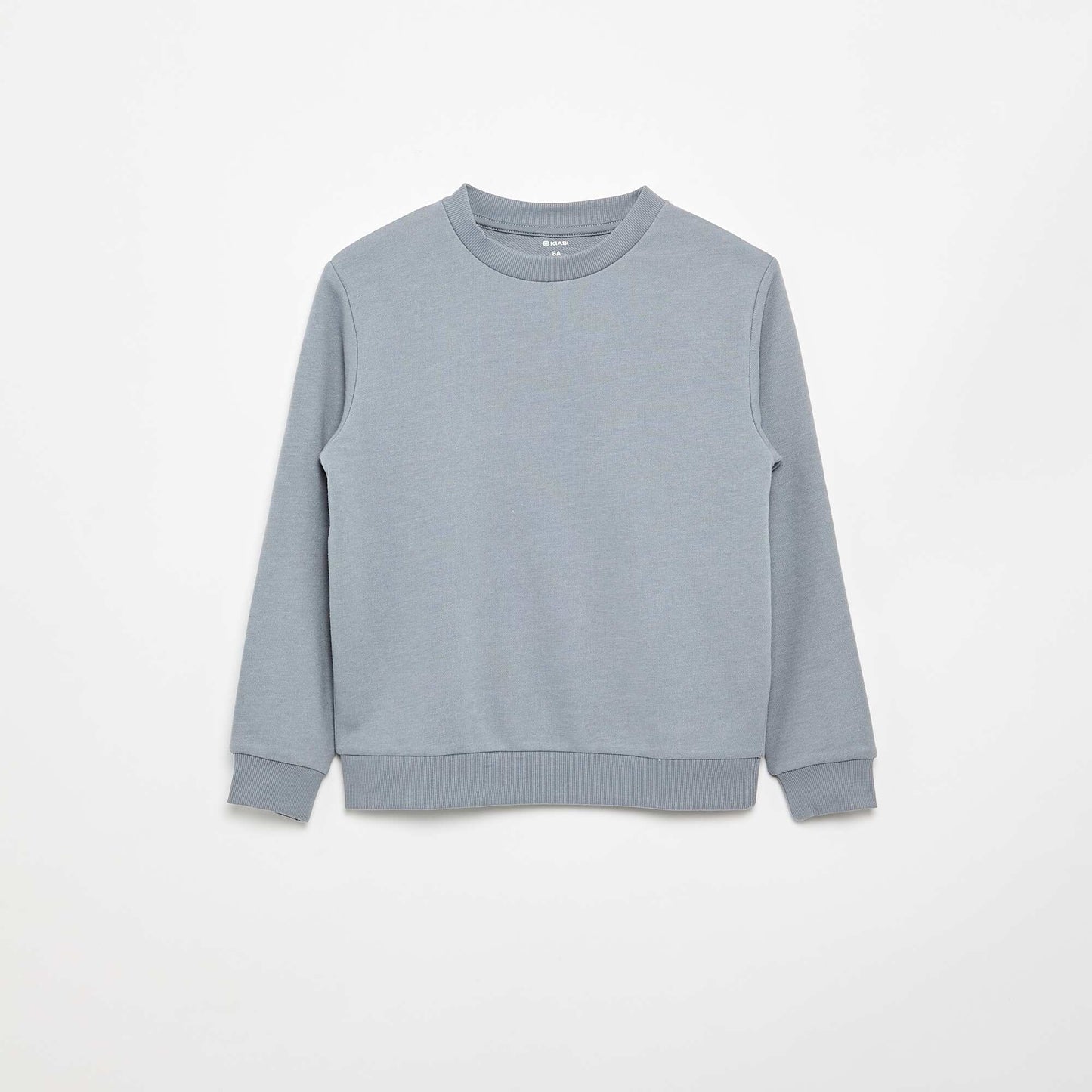 Plain French terry sweatshirt with round neck BLUE