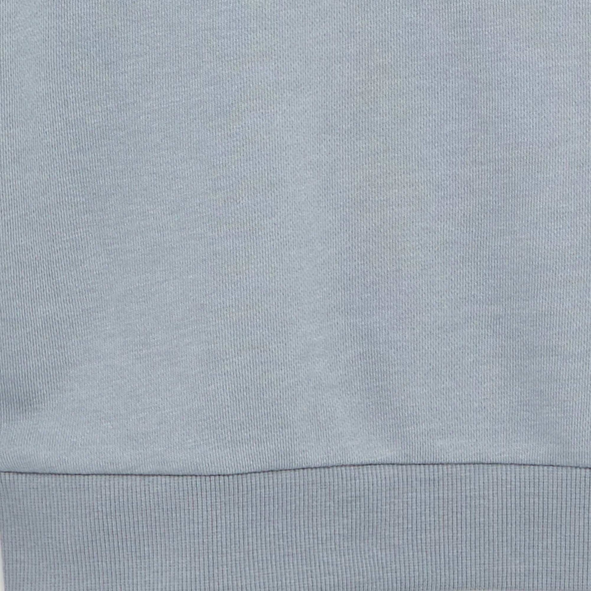 Plain French terry sweatshirt with round neck BLUE