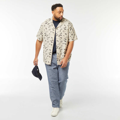 Regular linen-blend chinos BLUE