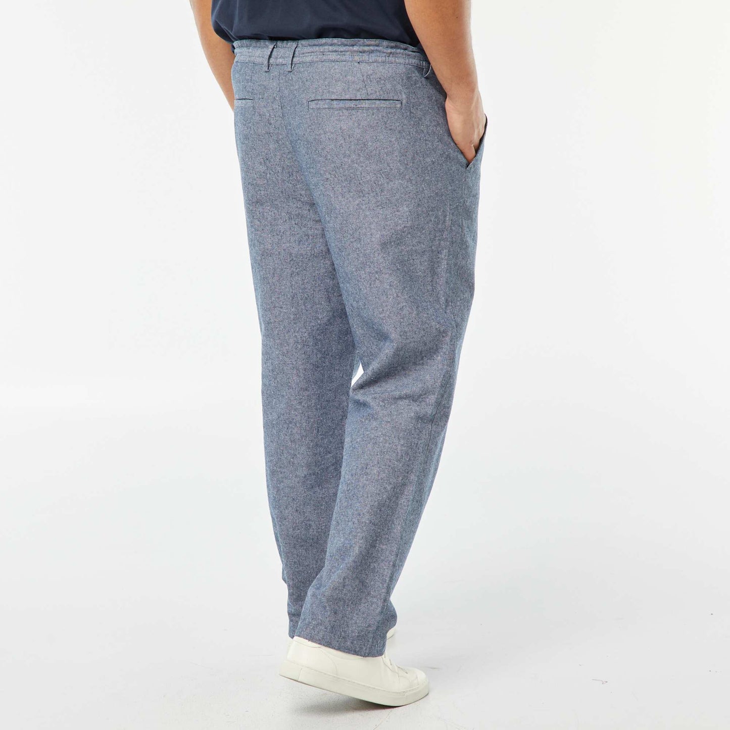 Regular linen-blend chinos BLUE