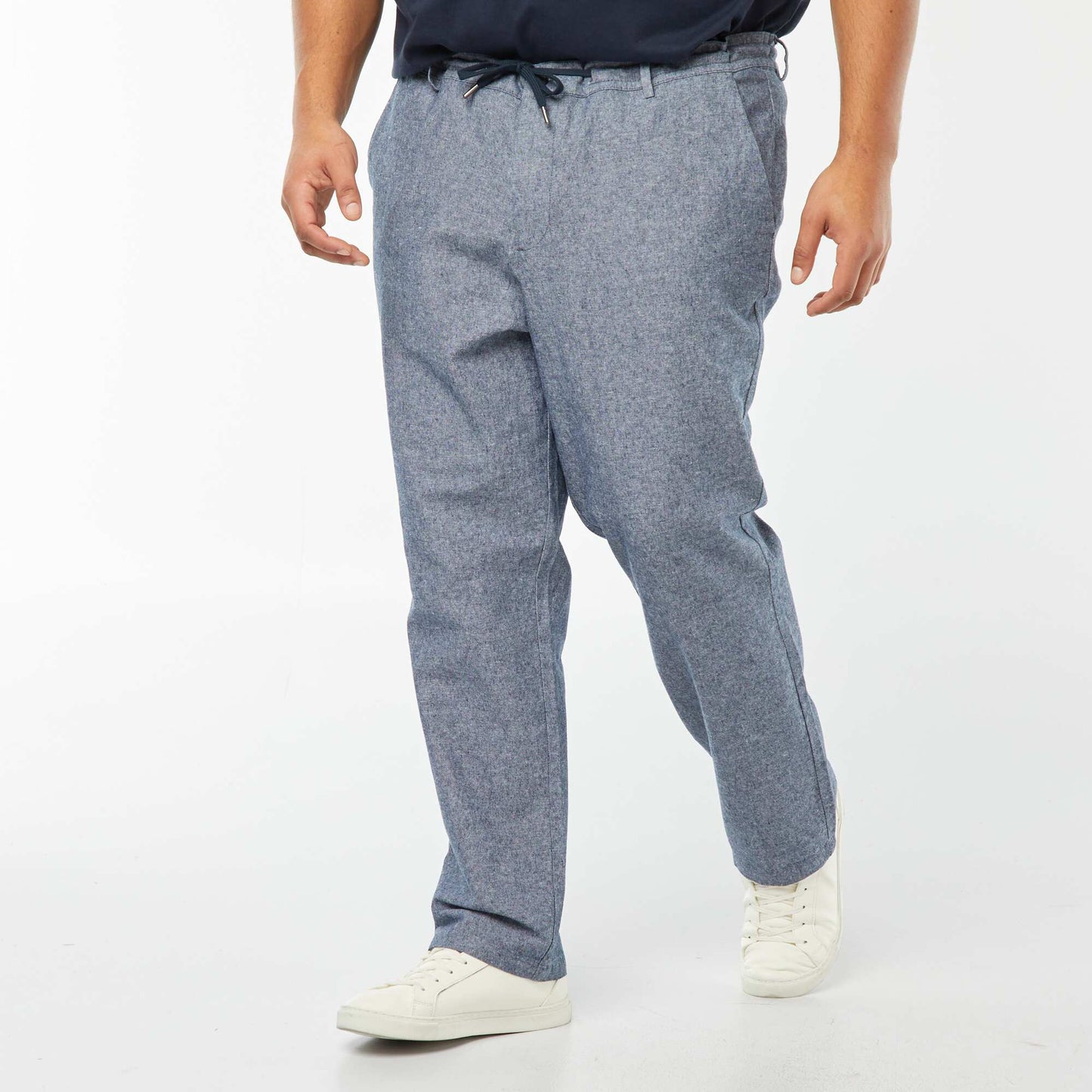 Regular linen-blend chinos BLUE