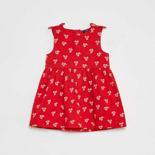 Sleeveless cotton voile dress RED