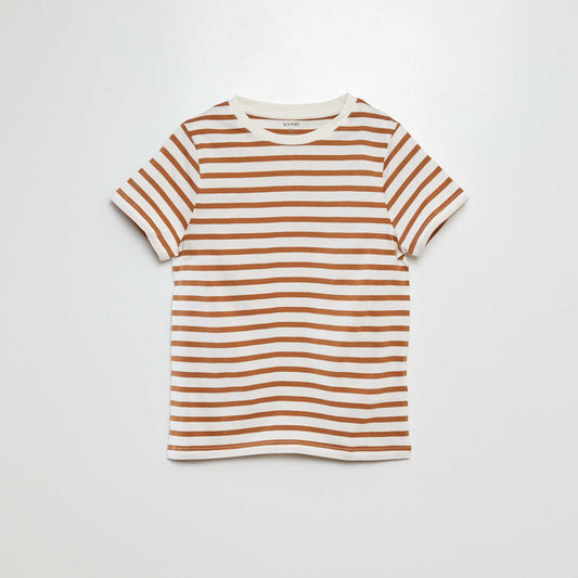 Patterned short-sleeved T-shirt BROWN