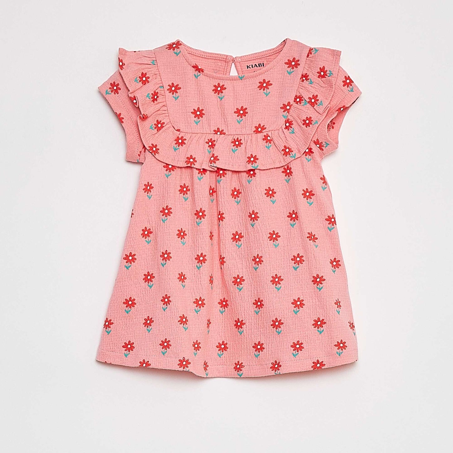 Short-sleeved ruffled dress PINK