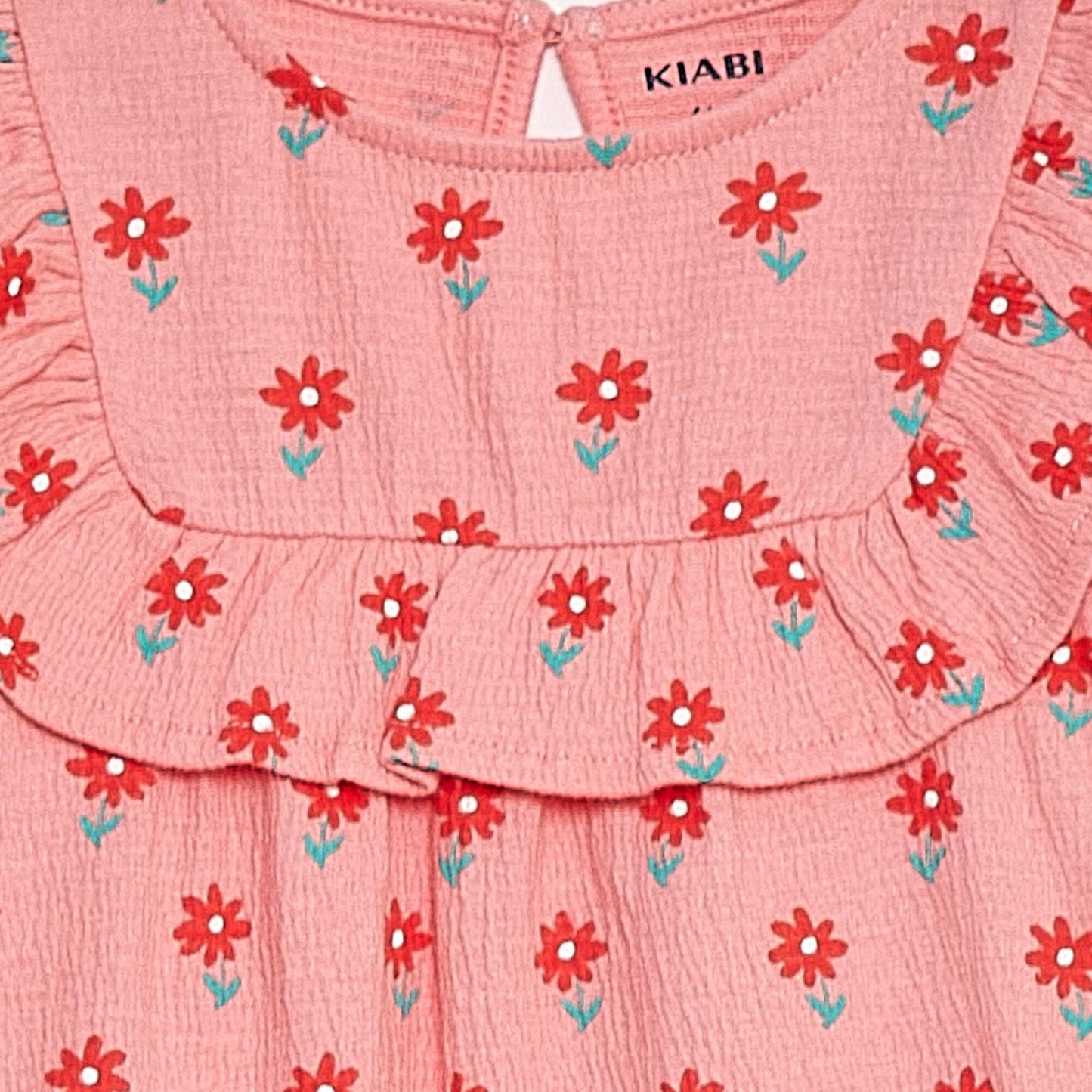 Short-sleeved ruffled dress PINK