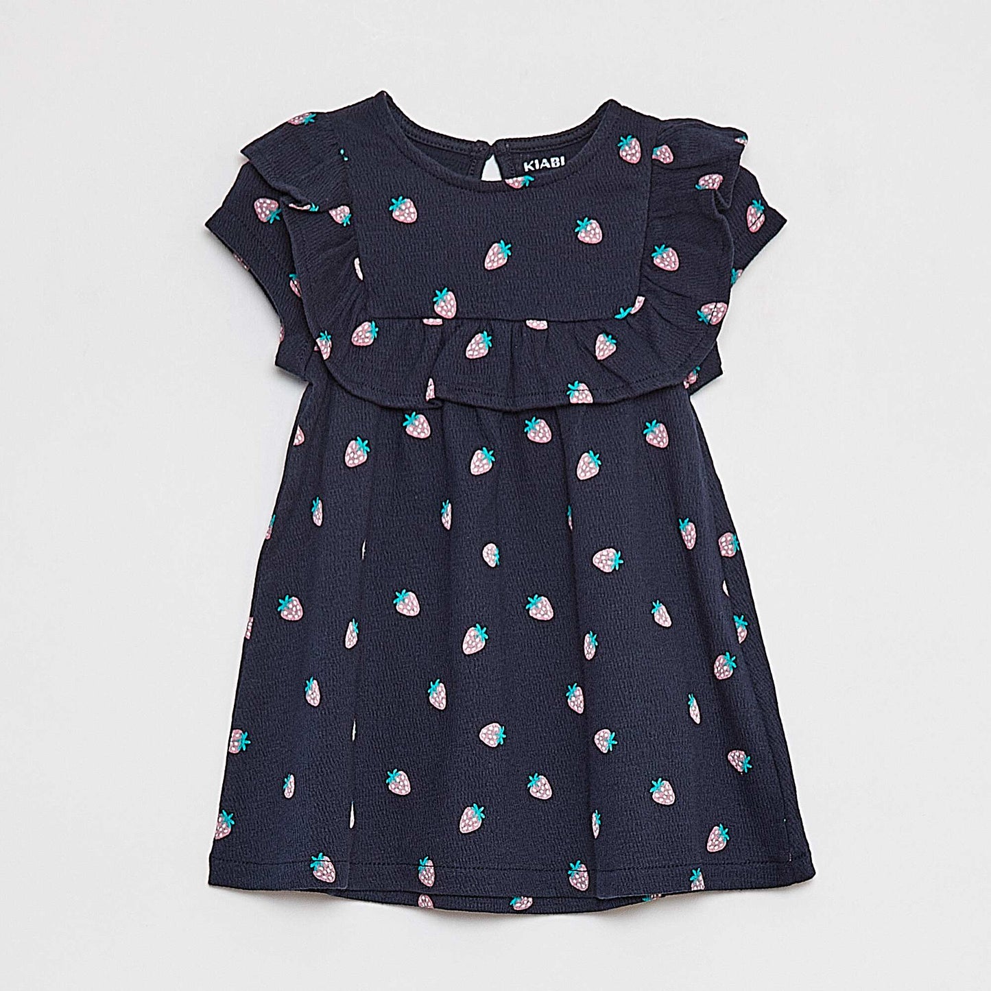Short-sleeved ruffled dress BLUE