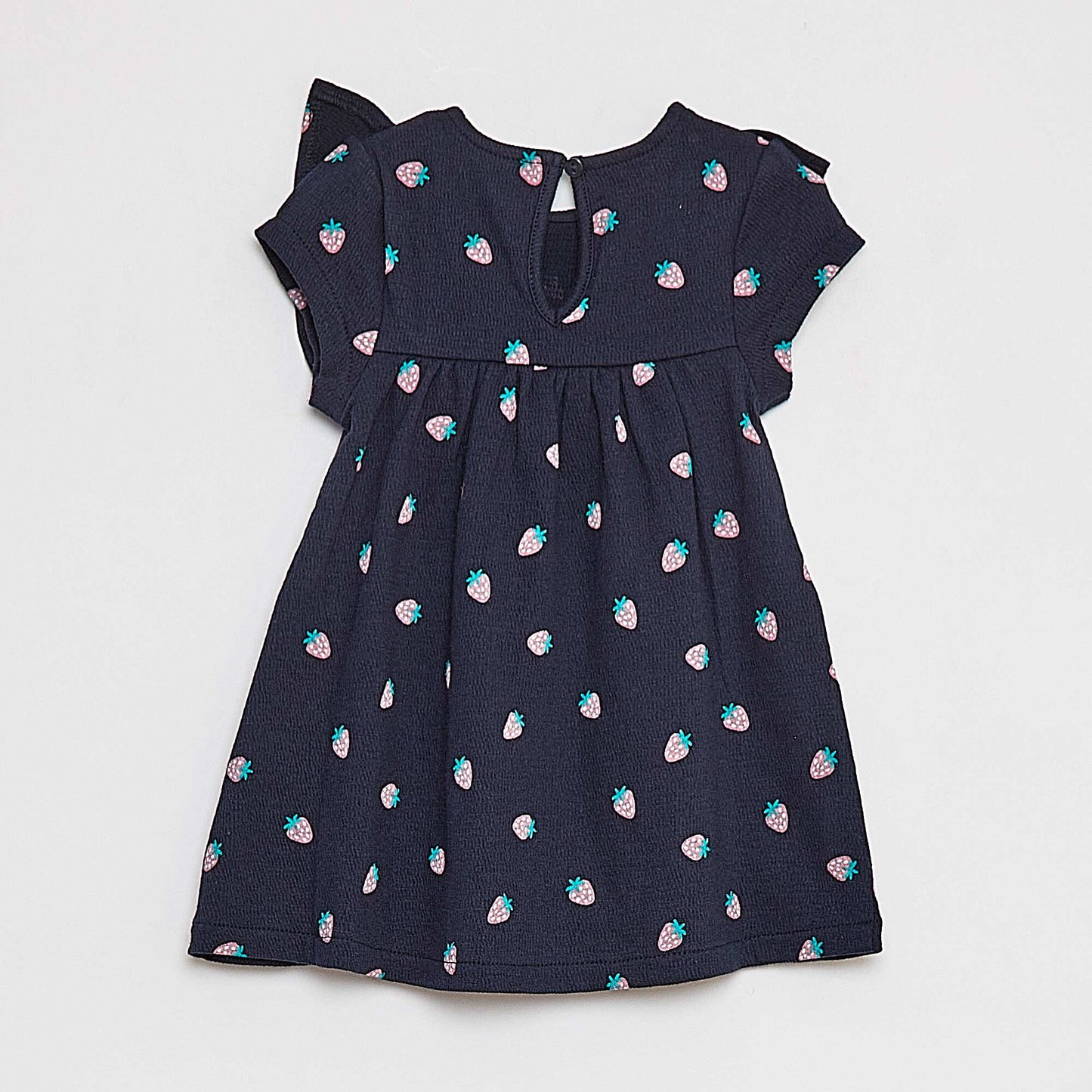 Short-sleeved ruffled dress BLUE