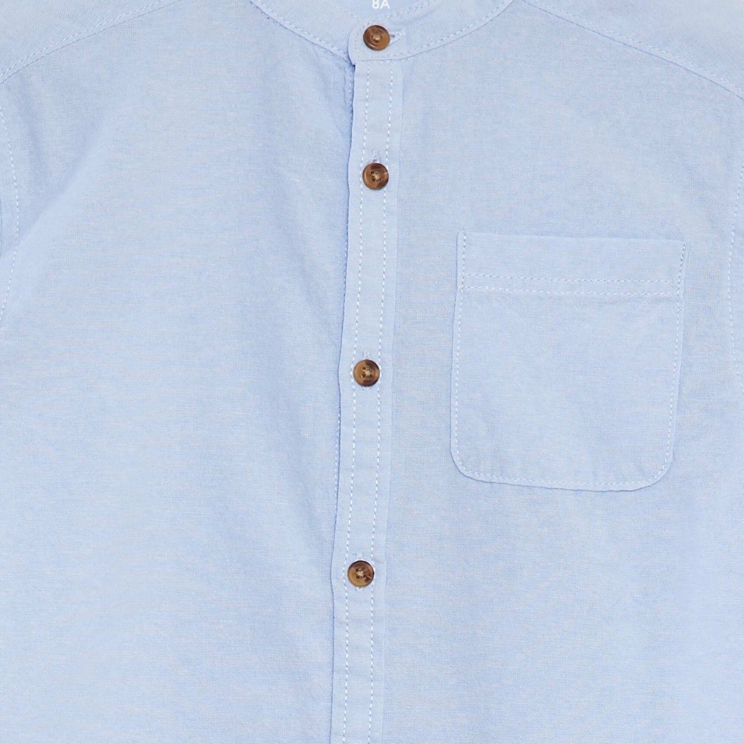 Chambray shirt with mandarin collar BLUE