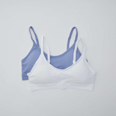 Pack of 2 ribbed bralettes BLUE