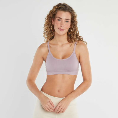 Pack of 2 ribbed bralettes PURPLE