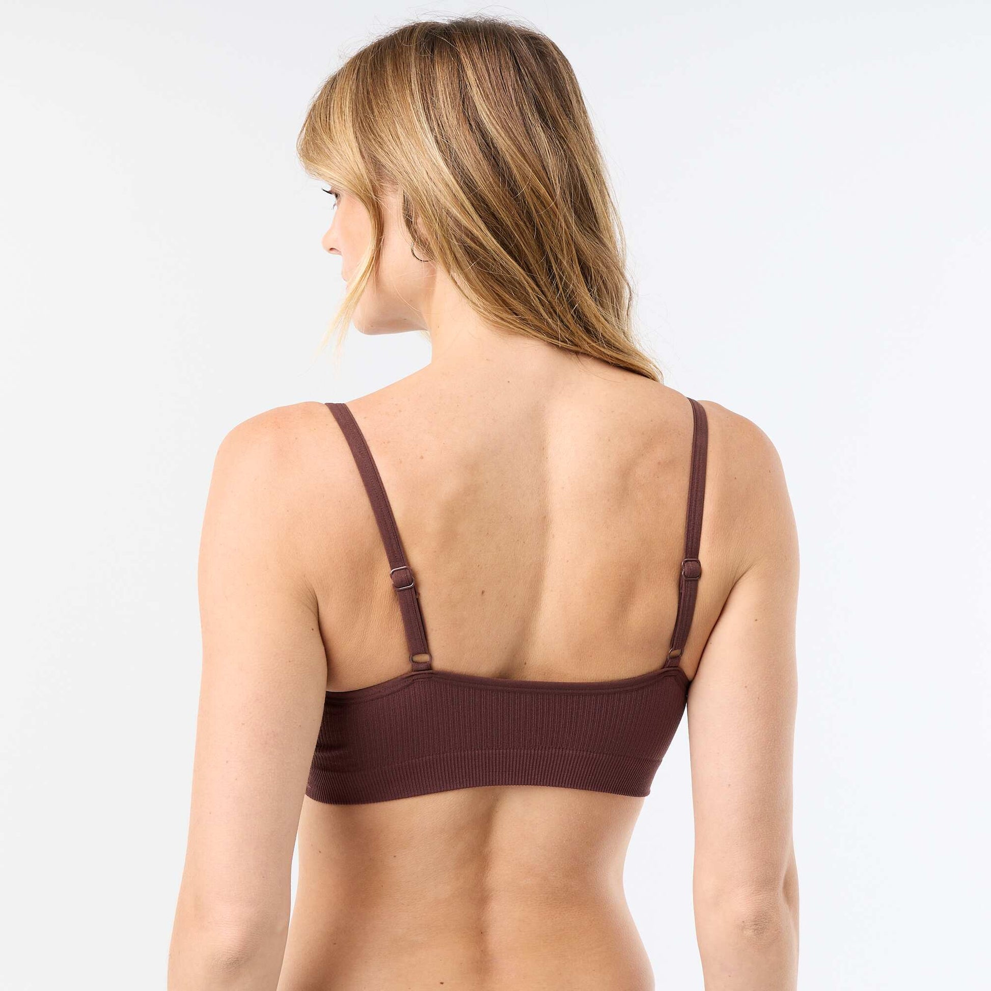 Pack of 2 ribbed bralettes BROWN