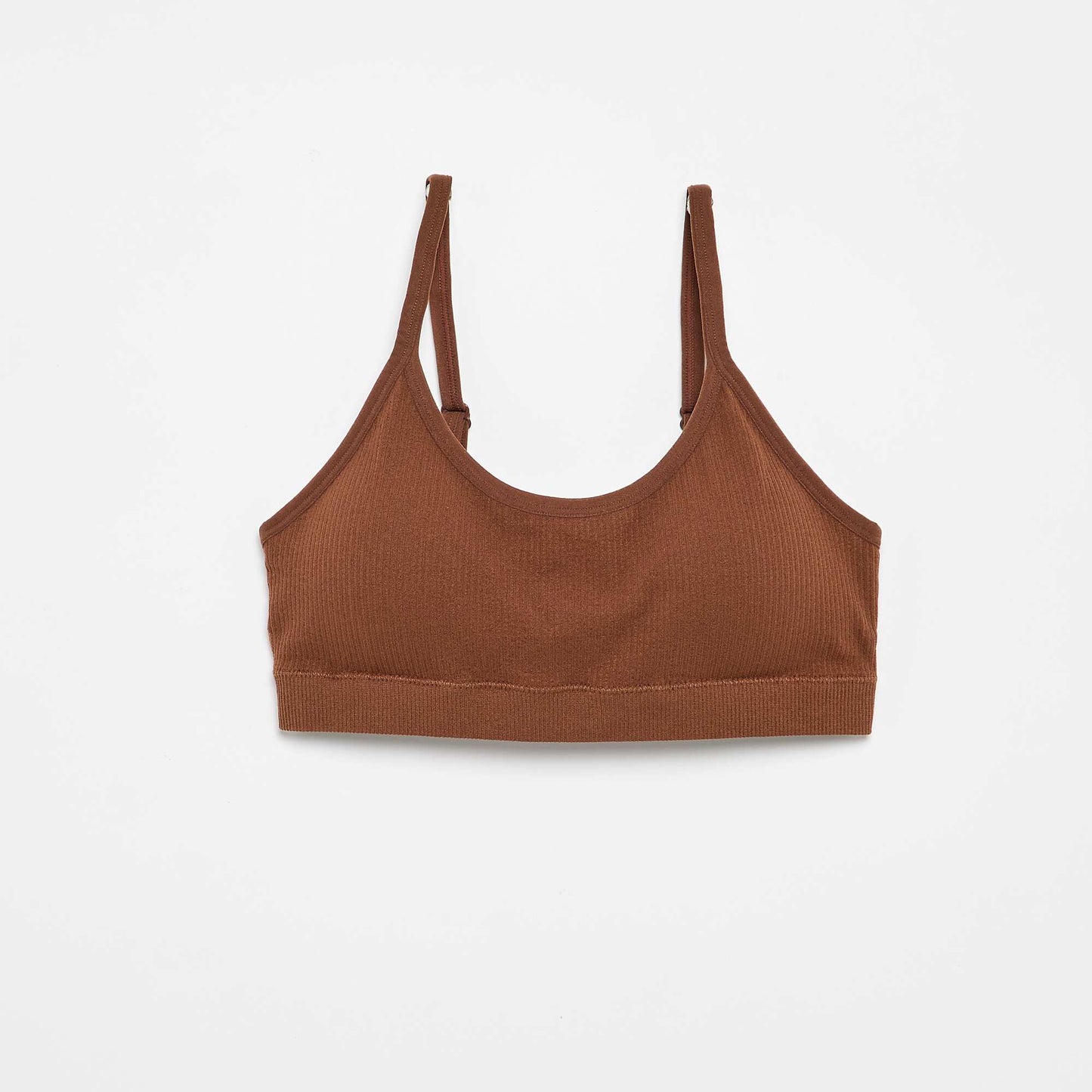Pack of 2 ribbed bralettes BROWN