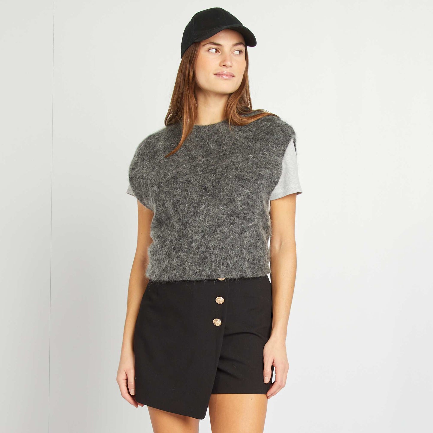 Skort with standard waistband black