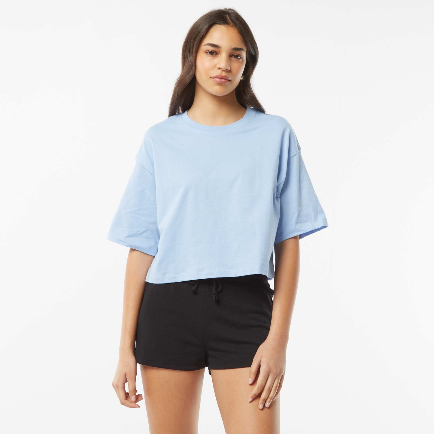 Plain lightweight sweatshirt fabric short shorts BLACK