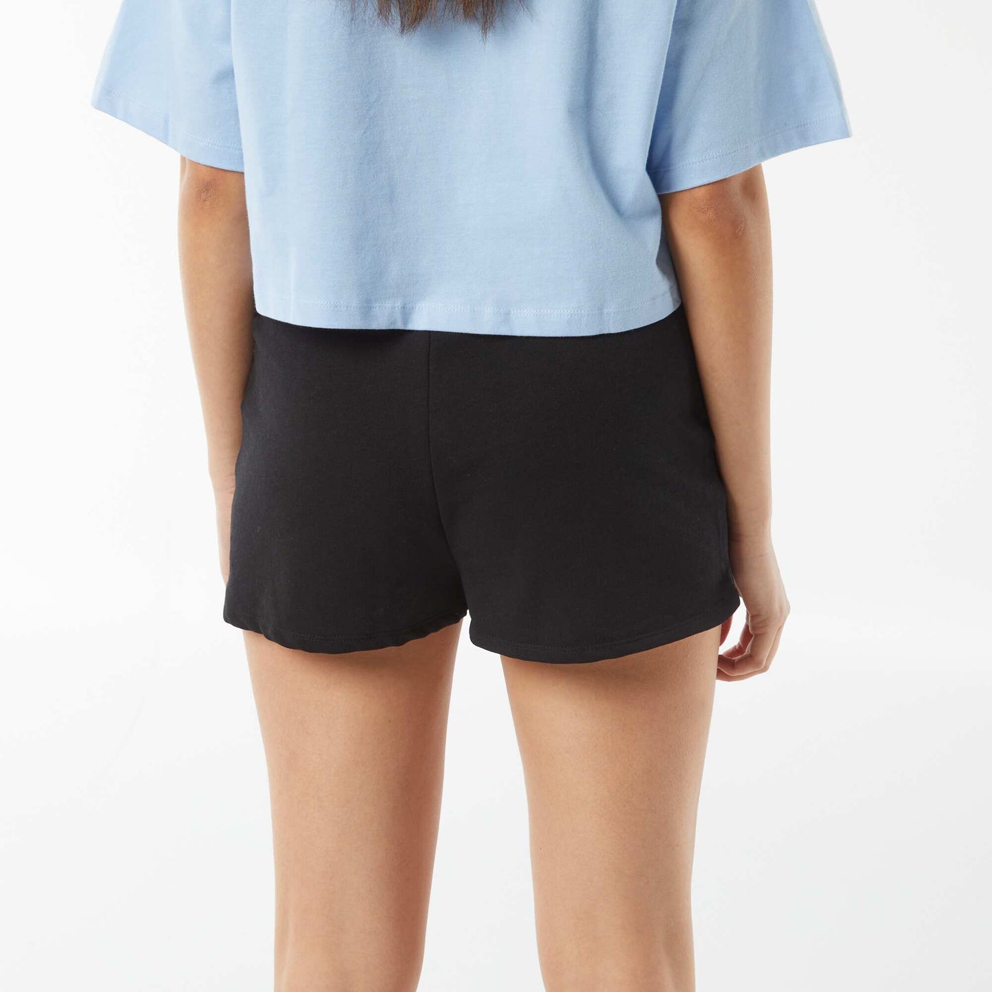 Plain lightweight sweatshirt fabric short shorts BLACK