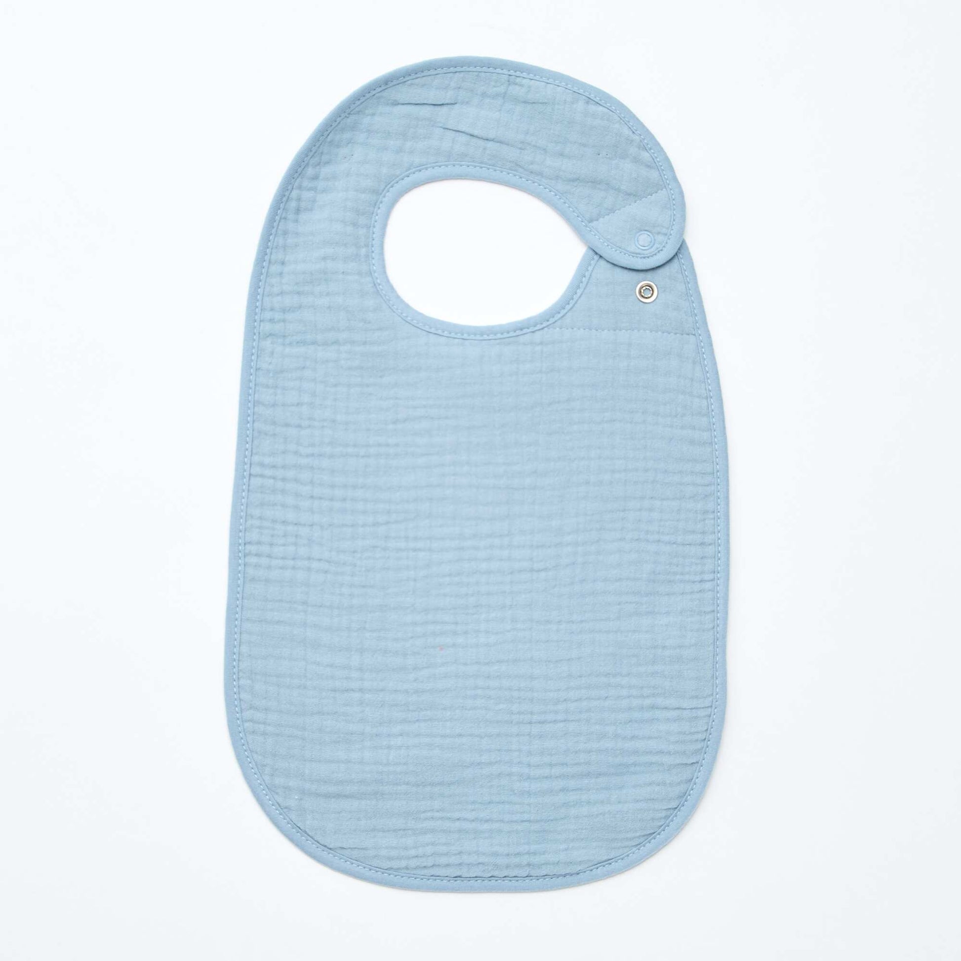 Set of 3 cotton gauze bibs with terry lining BLUE