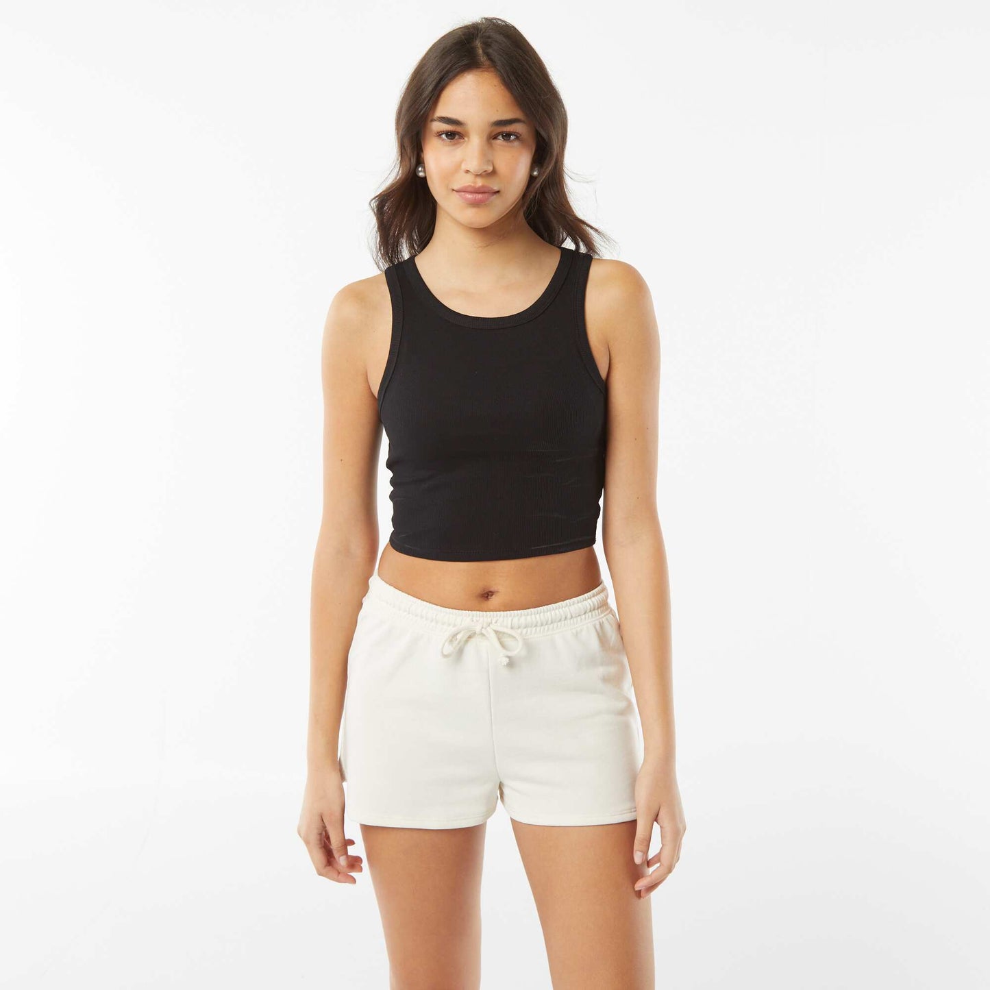 Vest top with cutaway arms BLACK