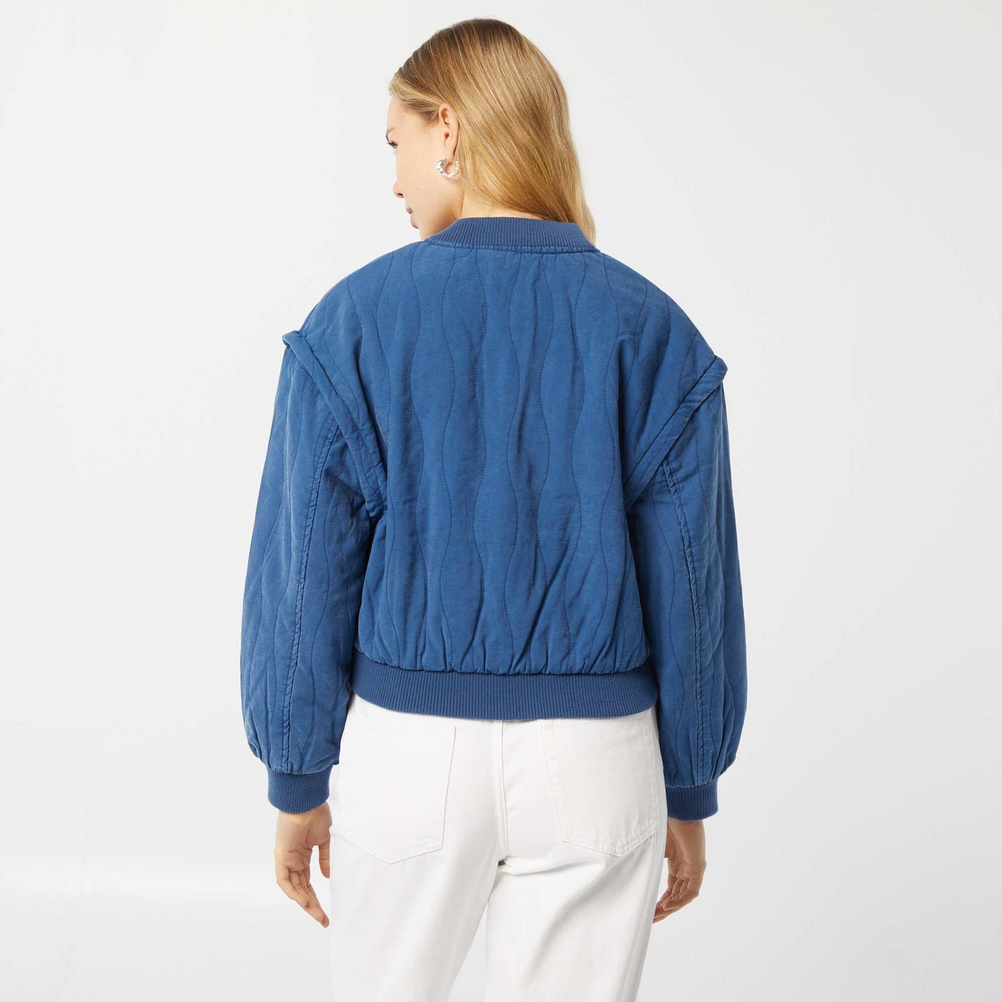 2-in-1 quilted jacket with detachable sleeves BLUE