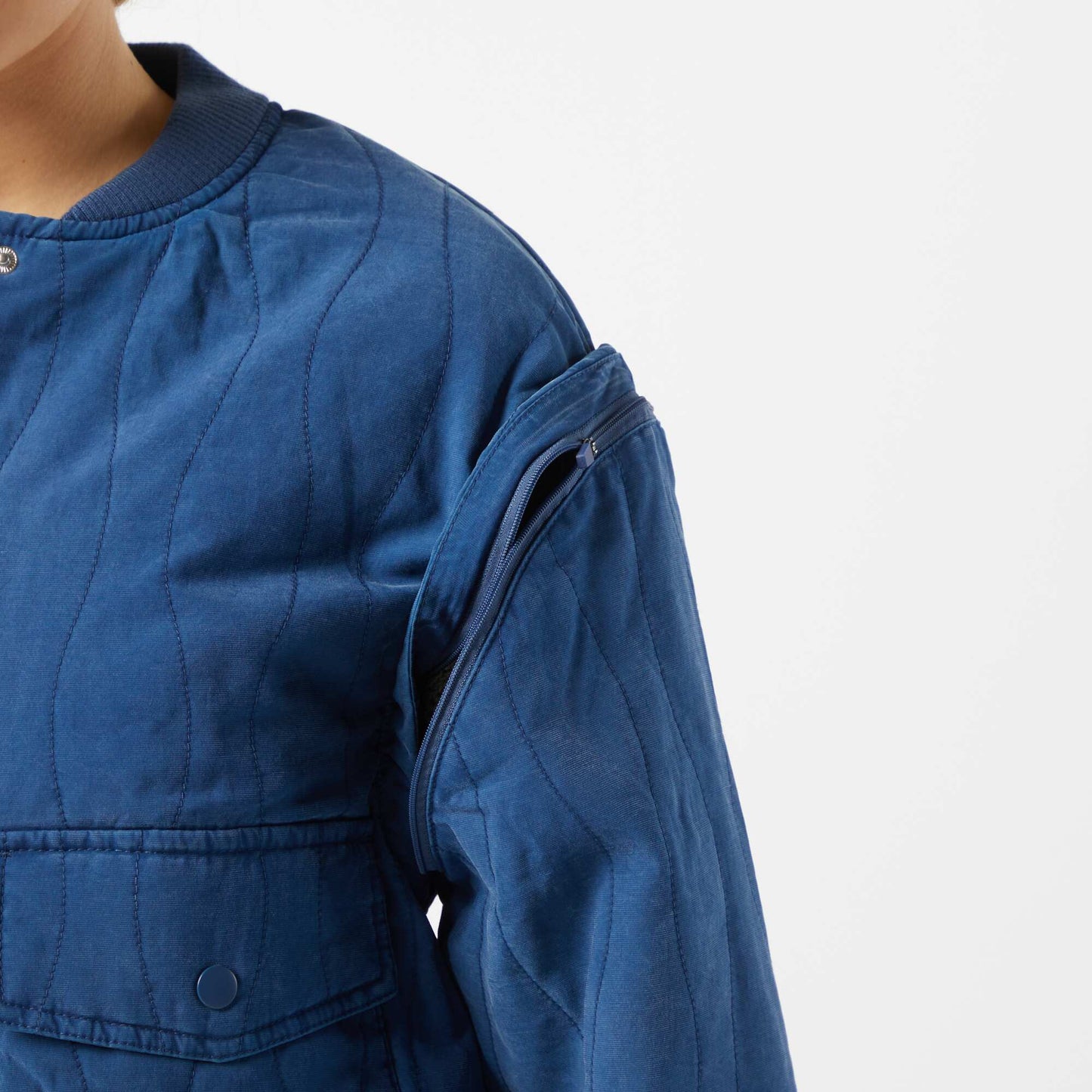 2-in-1 quilted jacket with detachable sleeves BLUE
