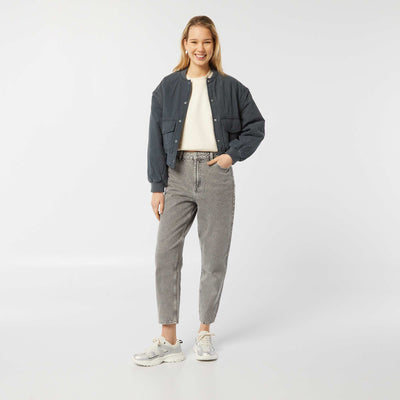 2-in-1 quilted jacket with detachable sleeves BLACK