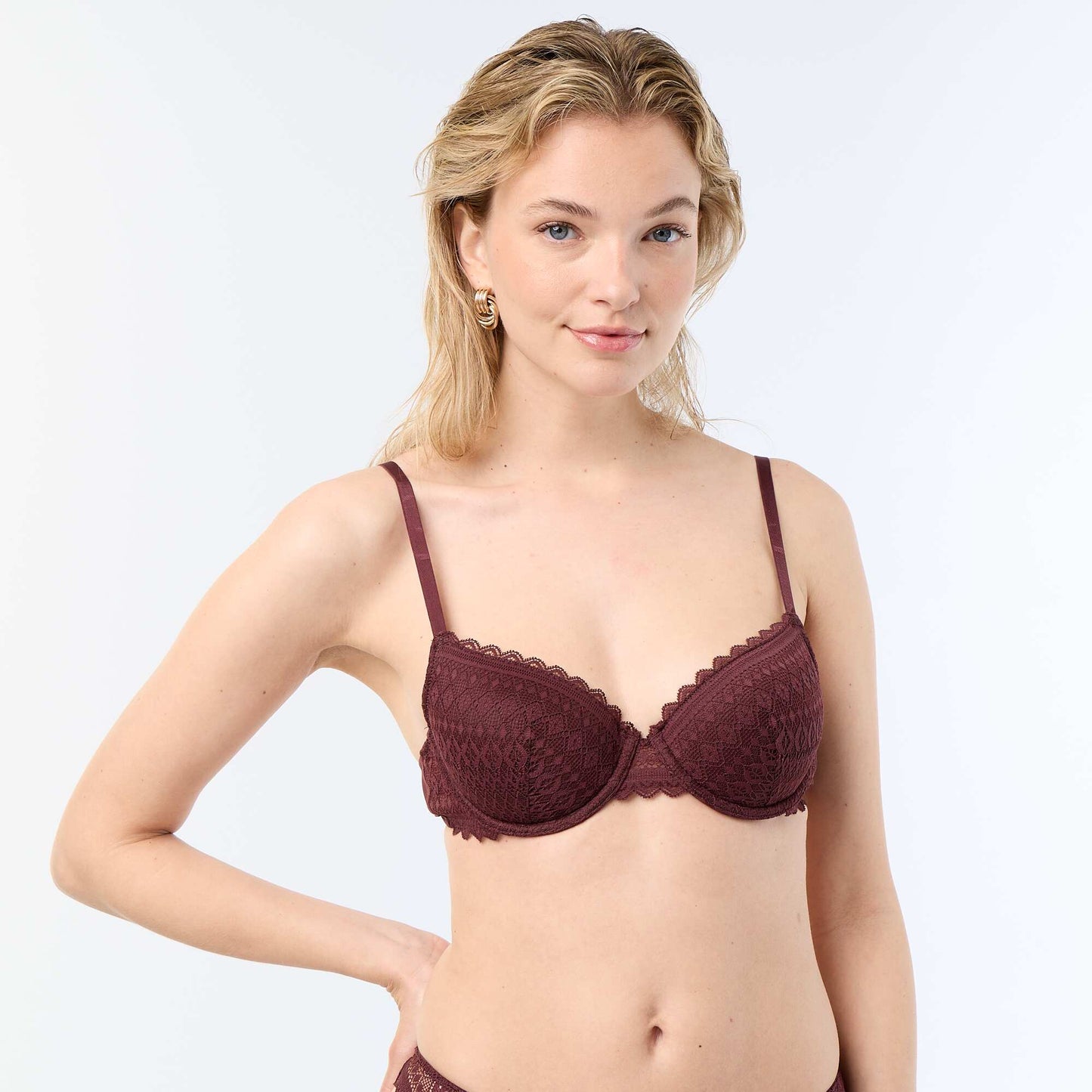 Lace Balconette Bra BROWN