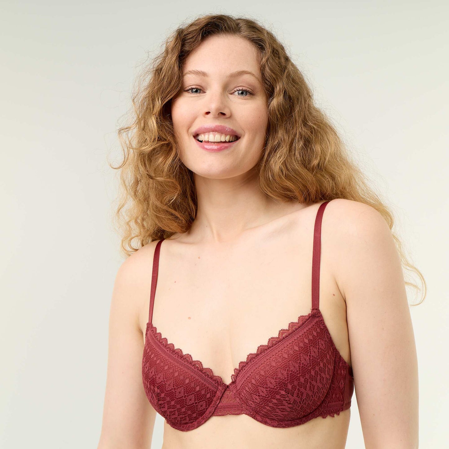 Lace Balconette Bra BURGUNDY