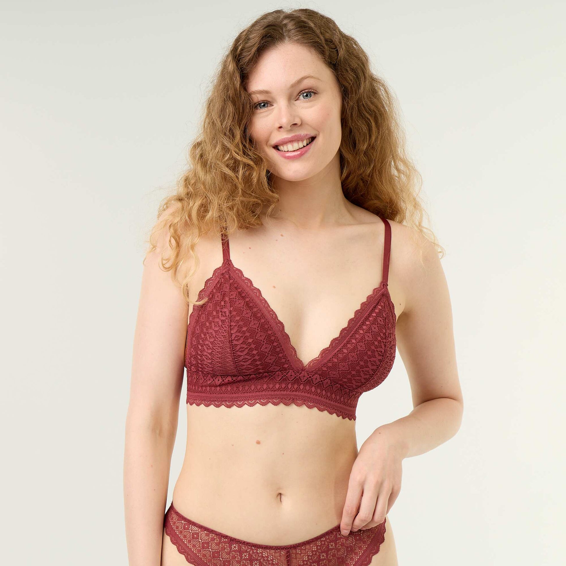 Lace Triangle Bra BURGUNDY