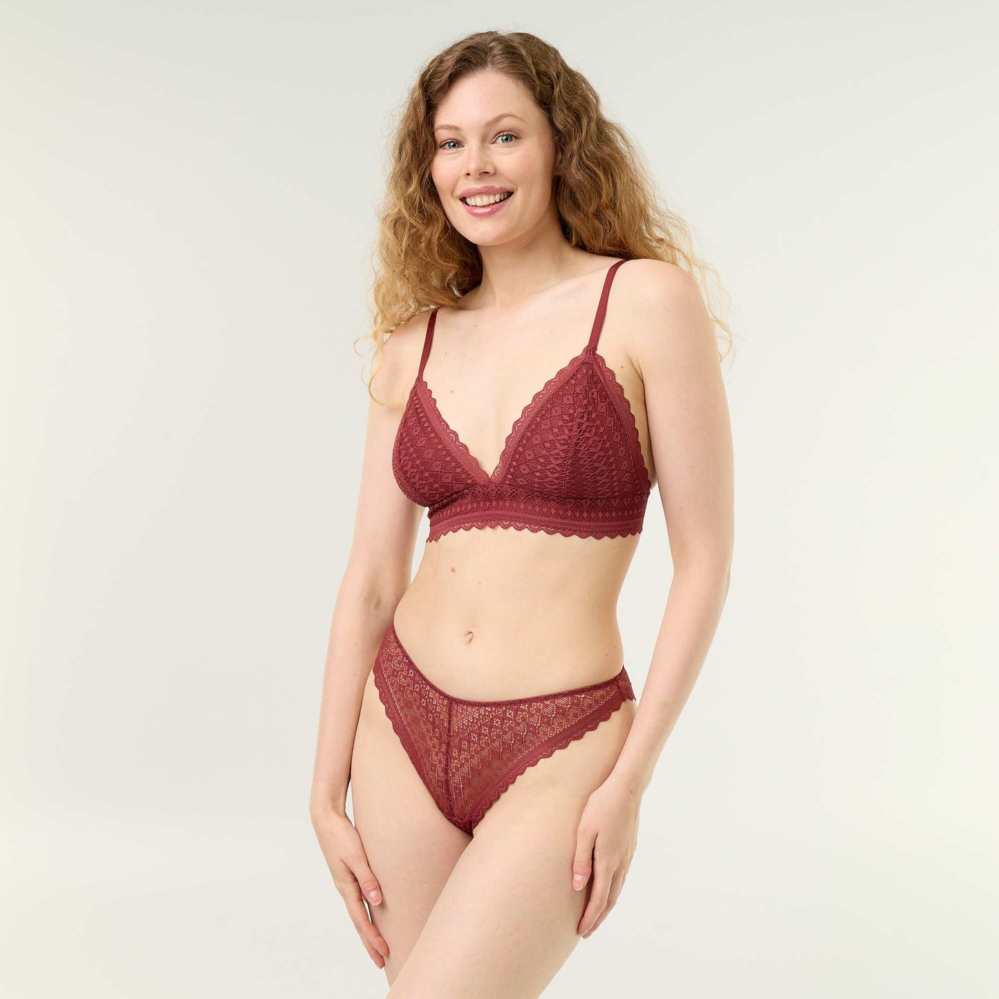 Lace Triangle Bra BURGUNDY