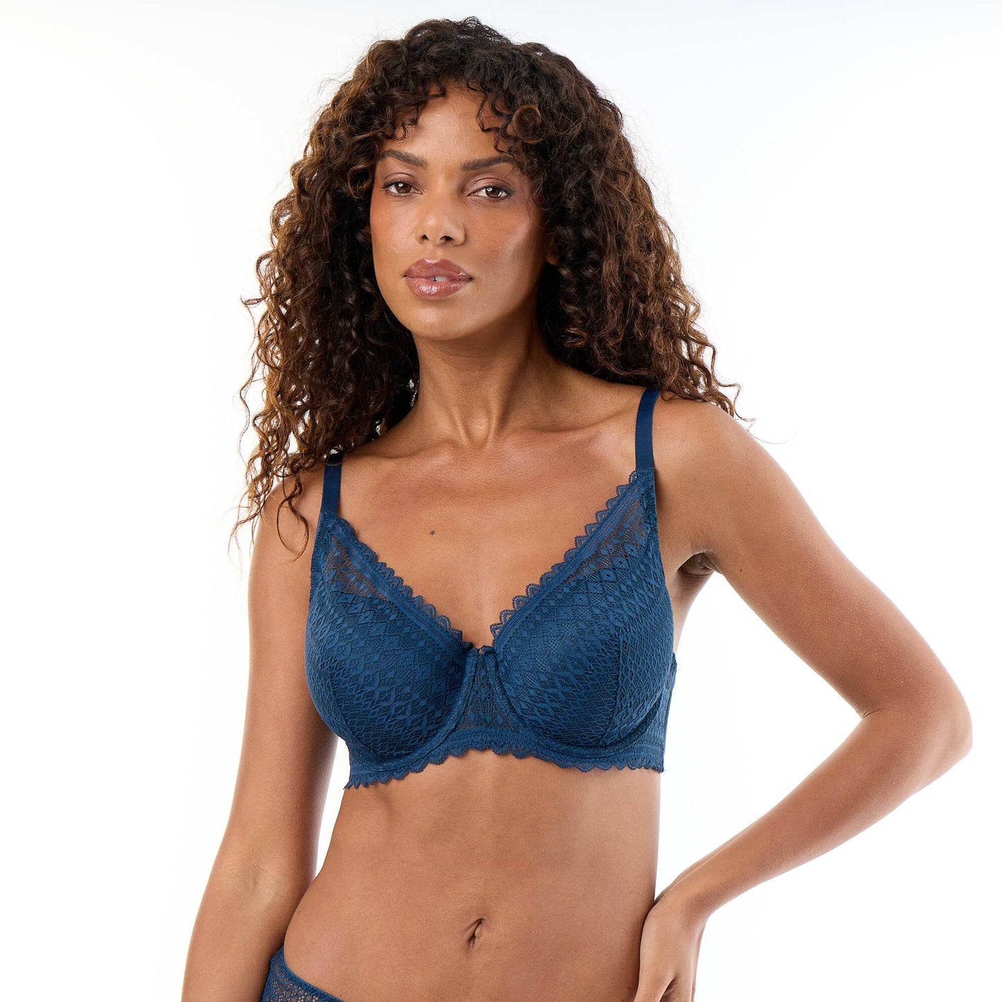 Lace Full-Cup Balconette Bra BLUE