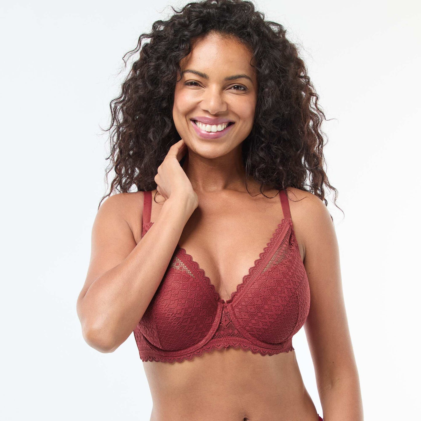 Lace Full-Cup Balconette Bra RED