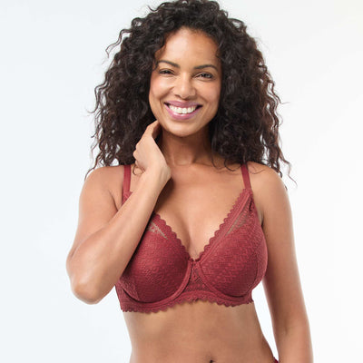 Lace Full-Cup Balconette Bra RED