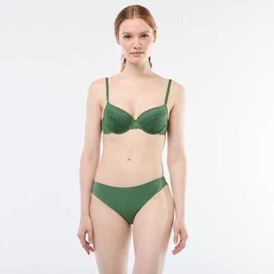 Microfiber and Lace Panties GREEN
