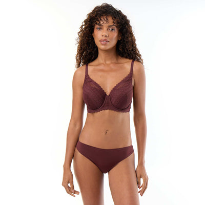 Microfiber and Lace Briefs DARK PURPLE
