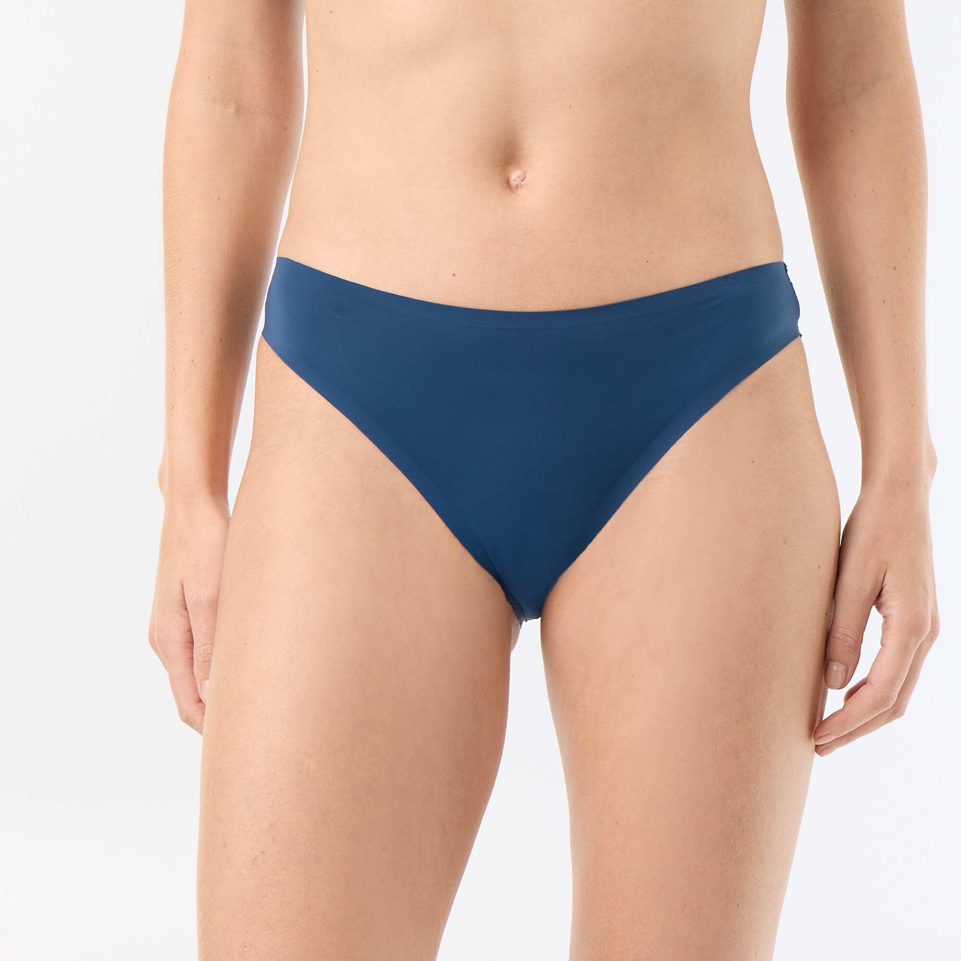 Microfiber and Lace Briefs BLUE