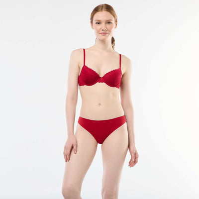 Microfiber and Lace Panties RED