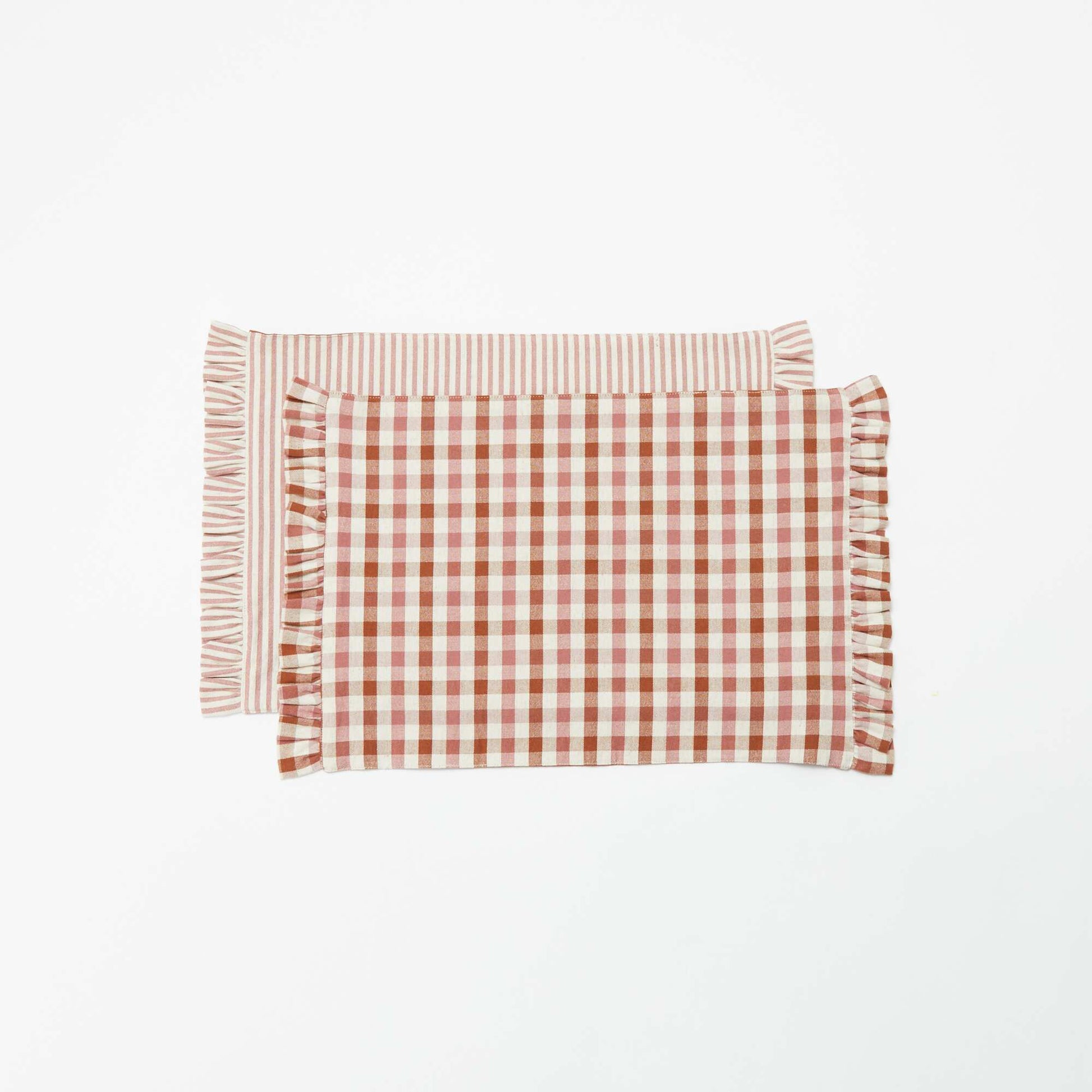 Set of 2 Placemats (32x45 cm) with Ruffles PINK