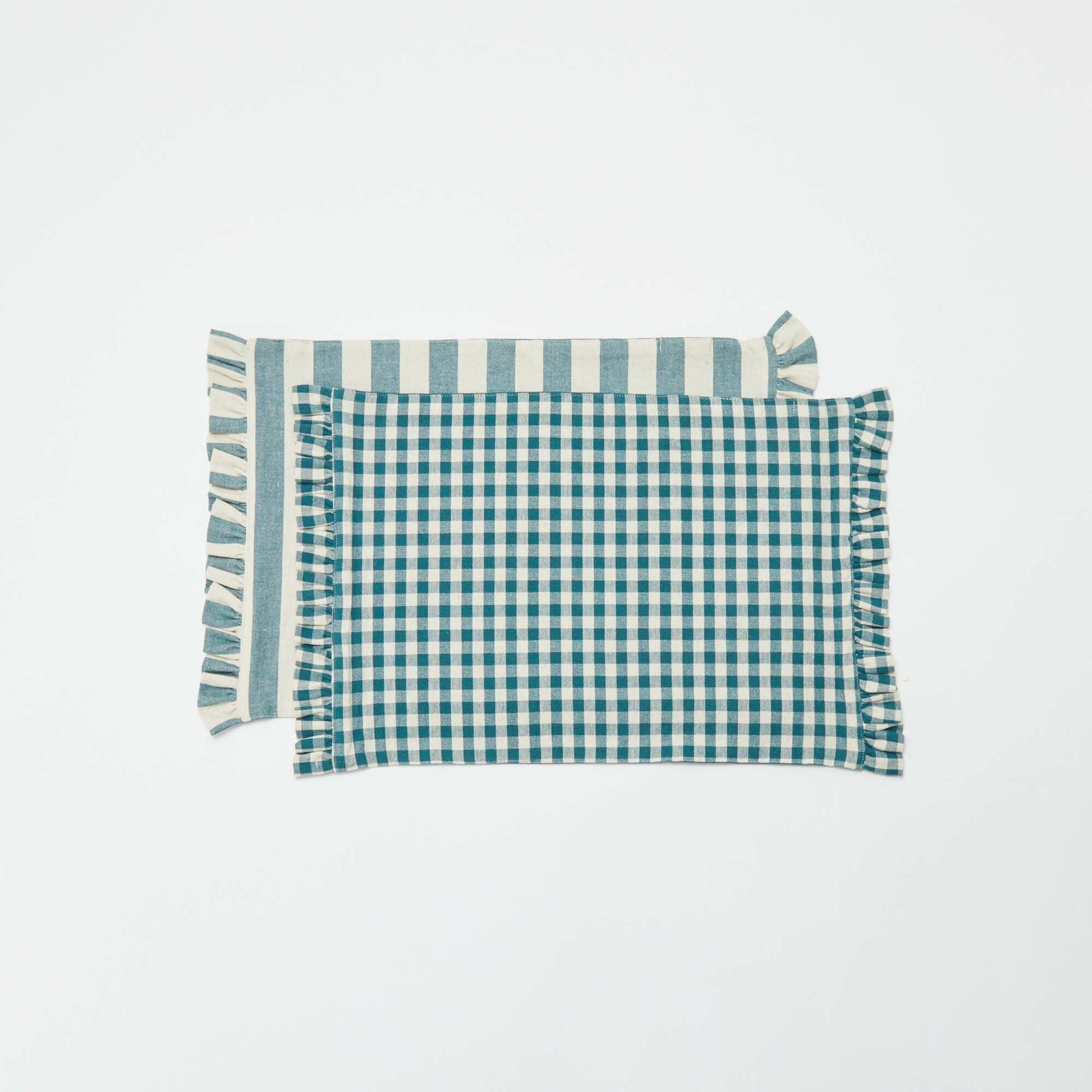 Set of 2 Placemats (32x45 cm) with Ruffled Edges BLUE