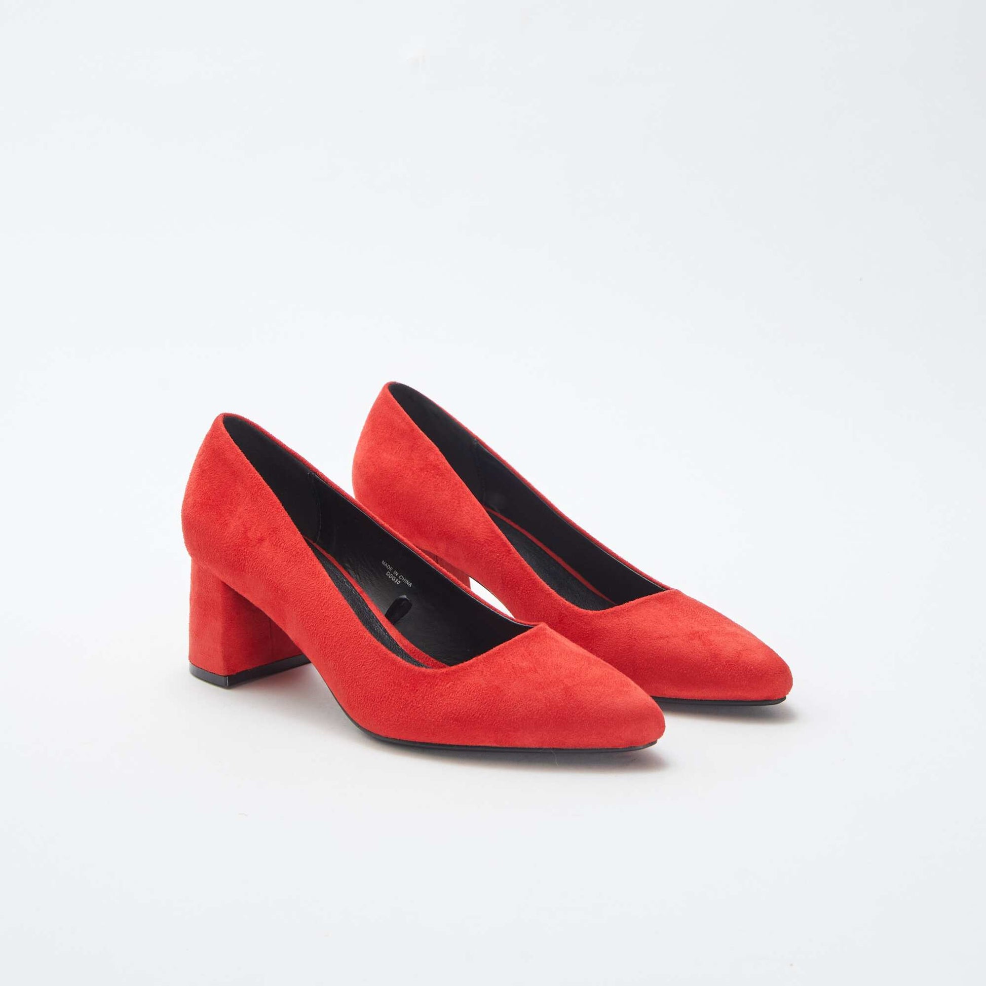 Suedette court shoes with square heels RED