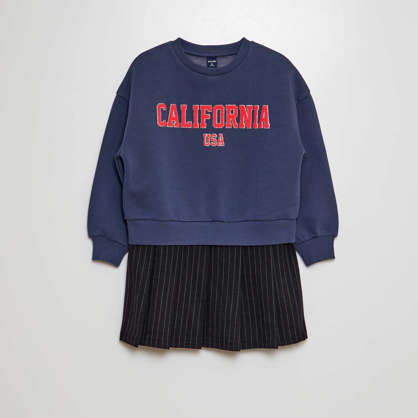 Sweatshirt dress with glittery textured lettering BLACK