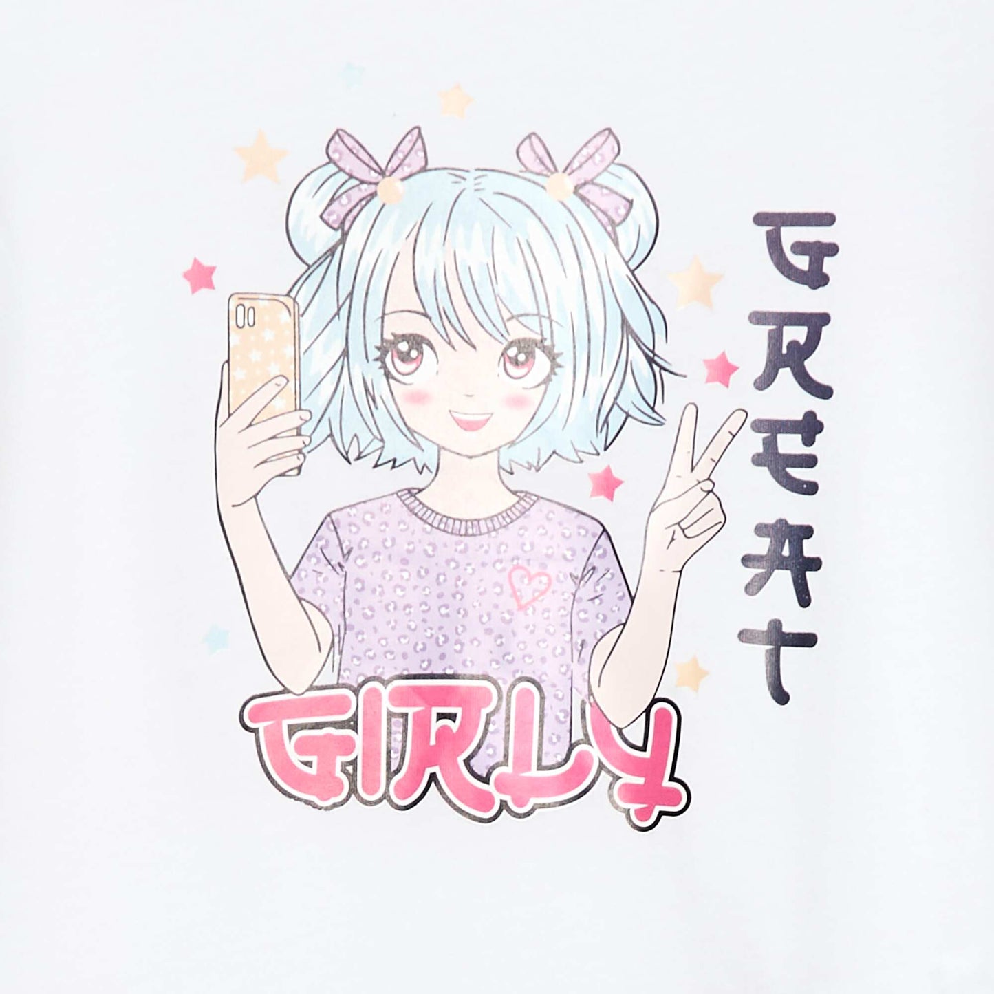 Short-sleeved printed T-shirt with round neck WHITE